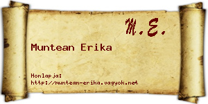 Muntean Erika névjegykártya